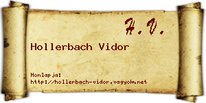 Hollerbach Vidor névjegykártya